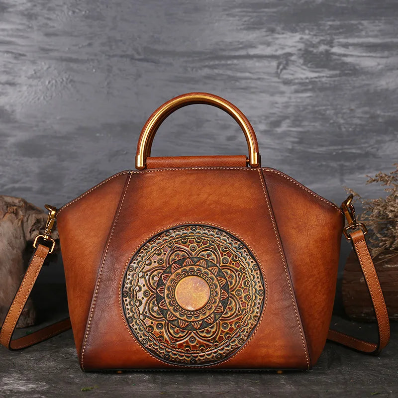 Genuine Embossed Leather Messenger Bag