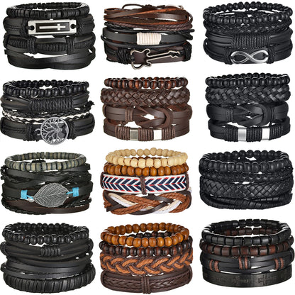 MeMolissa Braided Leather Bracelet Set for Men