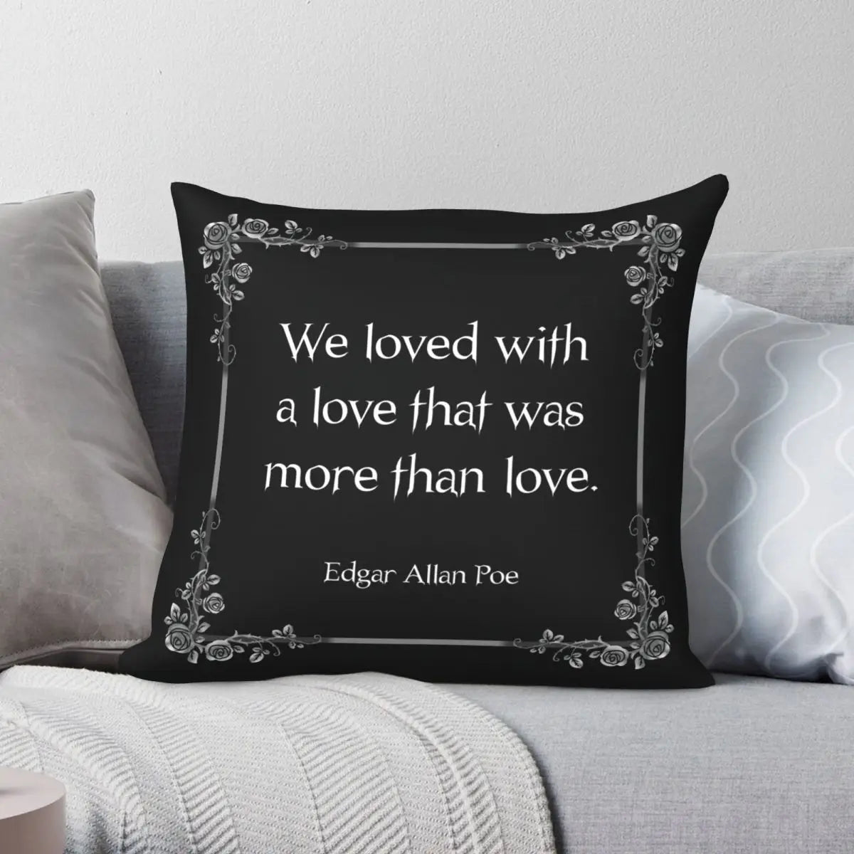 Edgar Allan Poe Annabel Lee Quote Pillowcase – Polyester Linen Velvet 18” Decorative Cushion Cover