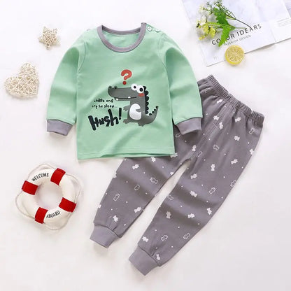 Cotton Kids Pajamas - Animal Print Two-Piece Sleepwear Set