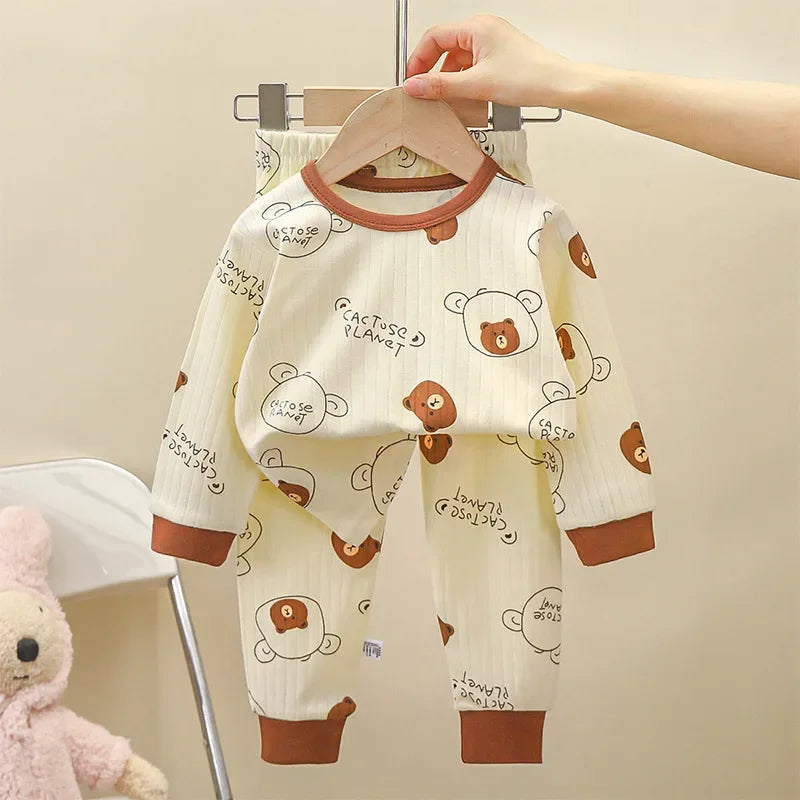 Kids Pure Cotton Pajamas | Cartoon Long Sleeve Sleepwear Set