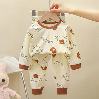 Kids Pure Cotton Pajamas | Cartoon Long Sleeve Sleepwear Set