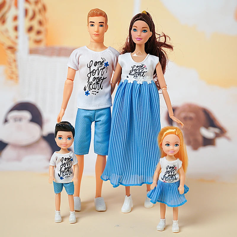 Baby Doll Family Set – 4 Dolls with Clothes