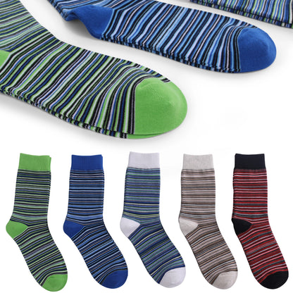 5 Pairs Mens Striped Combed Cotton Socks