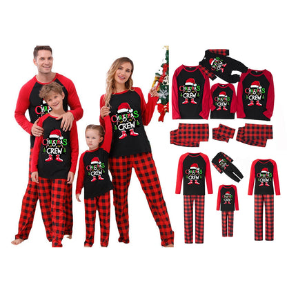 Family Matching Christmas Pajamas Set – Letter, Hat & Plaid Print PJs