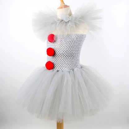 Halloween Joker Girls Creepy Clown Tutu Dress Costume