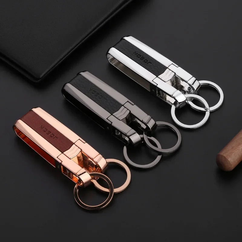 Top Grade Men's Leather Waist Hanging Anti-Lost Removable Belt Keychain