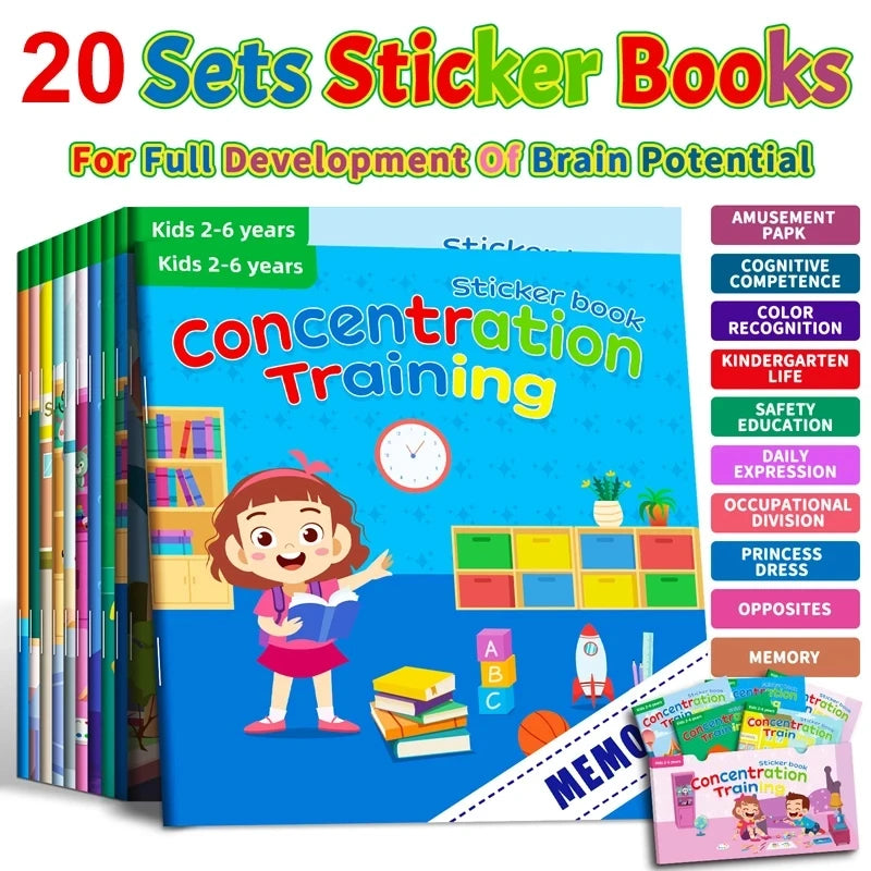 Montessori Cartoon Sticker Books – Engaging Developmental Toys