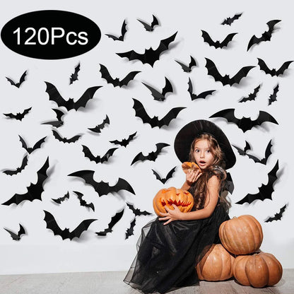 Halloween Bat Decorations | Black PVC Bat Wall Stickers