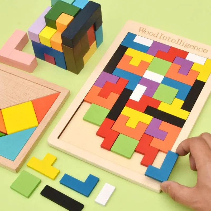 Colorful Wooden Tangram Puzzle – Educational Toy for Kids