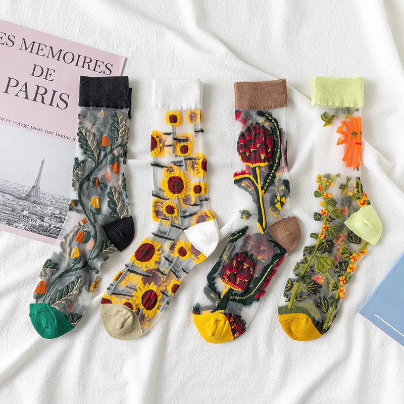 Chic Flower Pattern Casual Socks