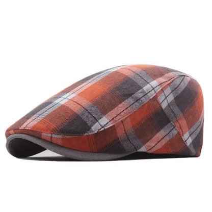 Cotton Striped Print Newsboy Cap