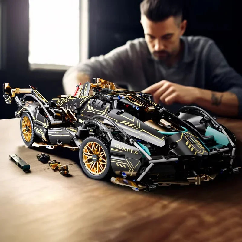 Black V12 Roadster RC Tech Racer 1:14 DIY Building Block Car