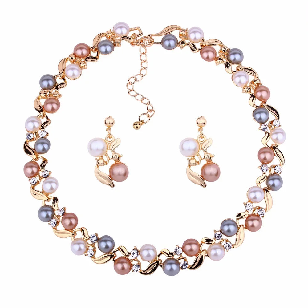 Elegant Imitation Pearl Necklace & Earring Set – Chic Jewelry for Women