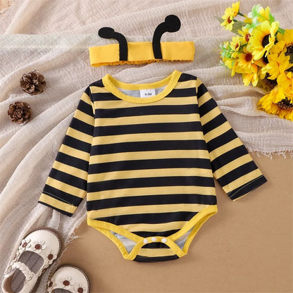 Baby Girl Long Sleeve Bee Suspender Skirt Dress