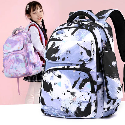 3-Piece Camouflage Kids Backpack Set | Waterproof School Bag for Girls with Free Cartoon Pendant