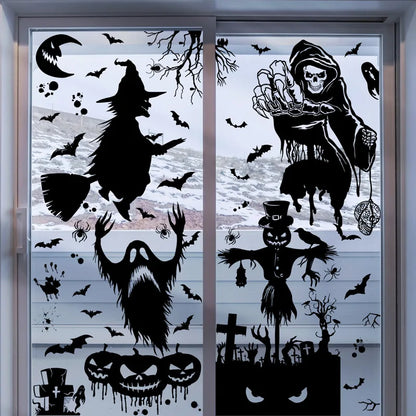 Black Halloween Skeleton Hand Pumpkin Door Sticker