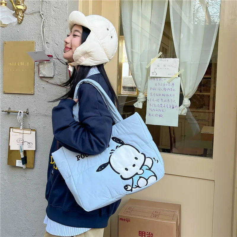 Sanrio Kuromi Tote Bag | Cartoon Cute Down Fabric Shoulder Handbag