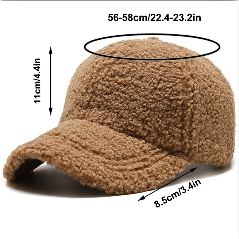 Solid Artificial Lamb Wool Baseball Cap