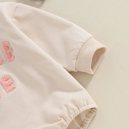 Embroidery Letter Baby Romper | Long Sleeve Cotton Bodysuit for Newborns