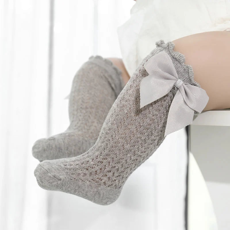 Big Bow Cotton Summer Mesh Infant Knee Socks