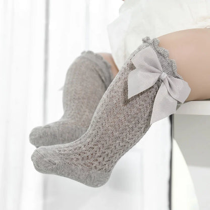 Big Bow Cotton Summer Mesh Infant Knee Socks