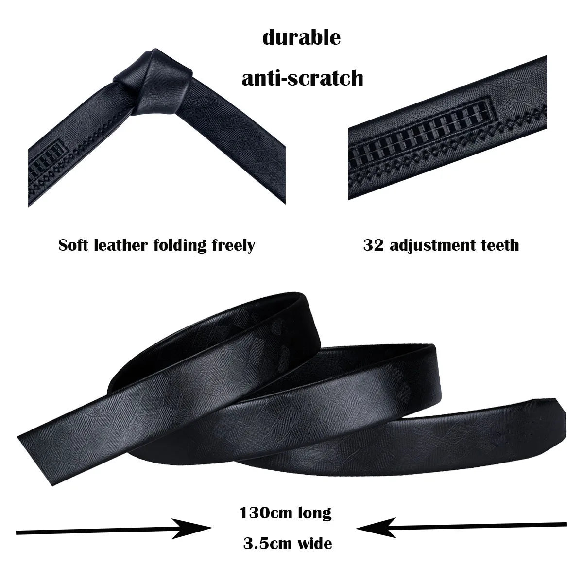 Men's Luxury Black Leather Belt