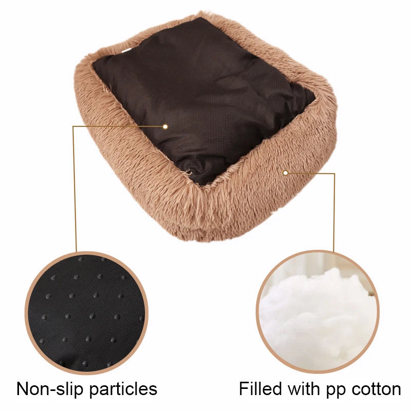 Washable Plush Dog Bed - Soft, Warm Cushion for Winter