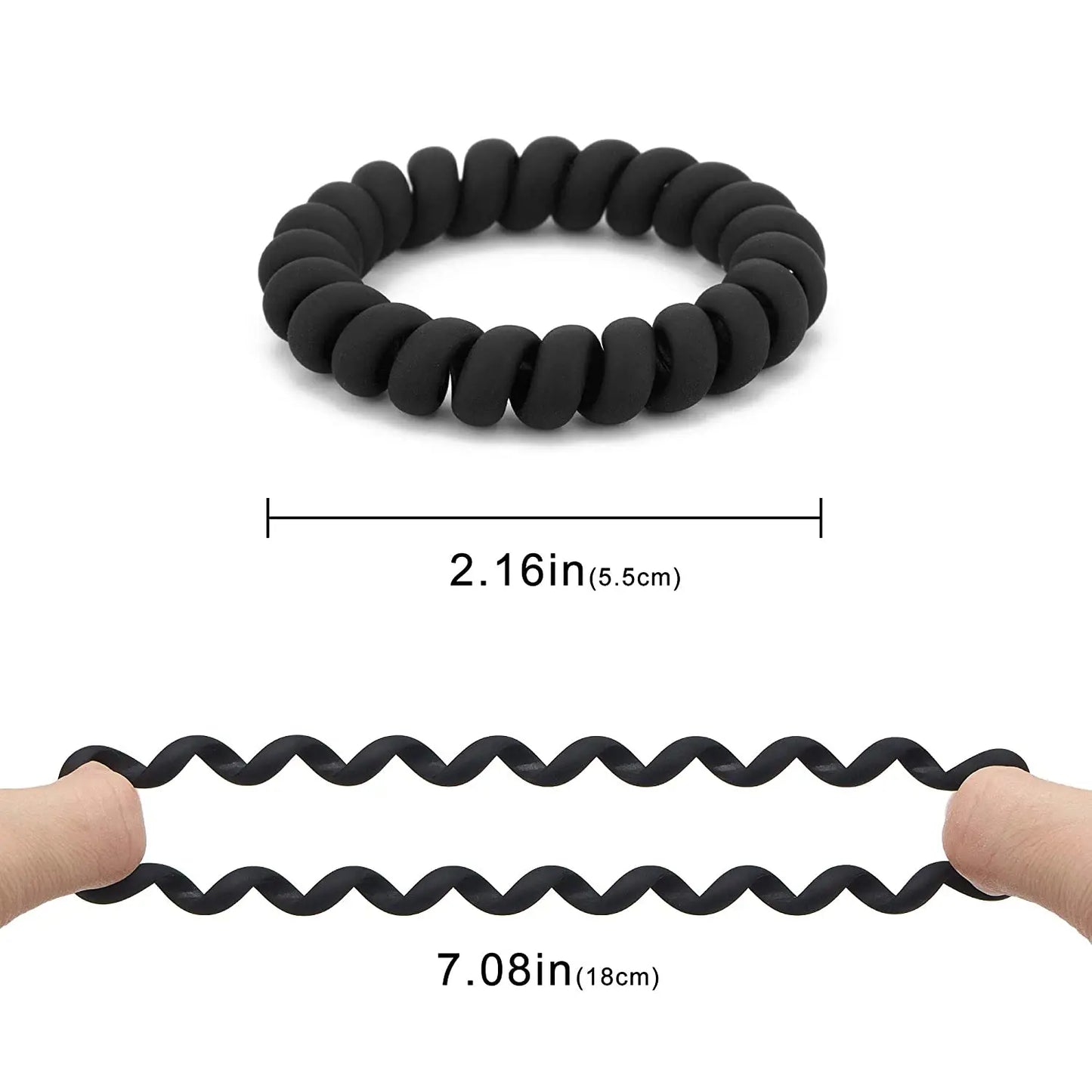 Black Matte Spiral Hair Ties | Traceless Elastic for Curly & Thick Hair