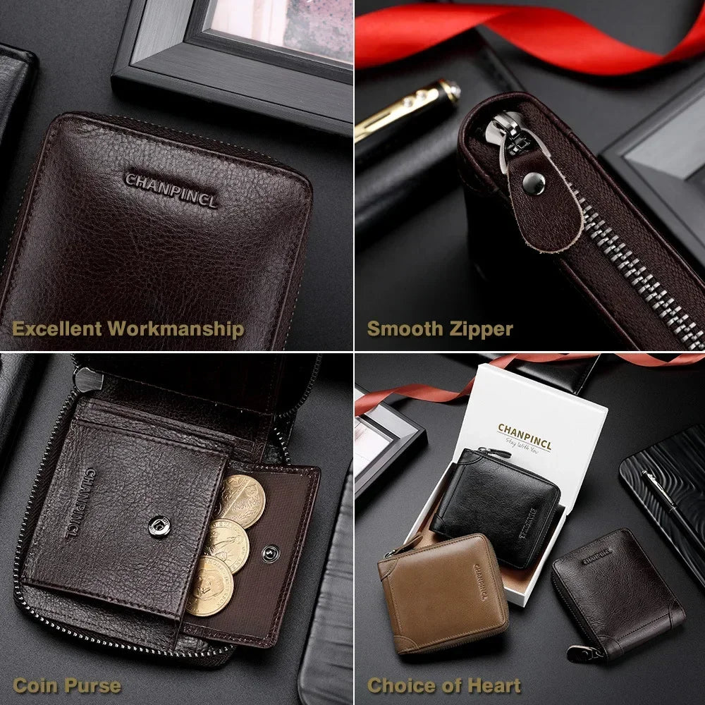 Luxury RFID Leather Men's Wallet with Coin Pocket