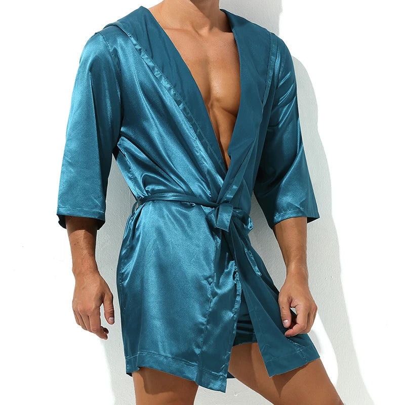 Summer Luxury Bathrobe for Men – Solid Silk Pajamas