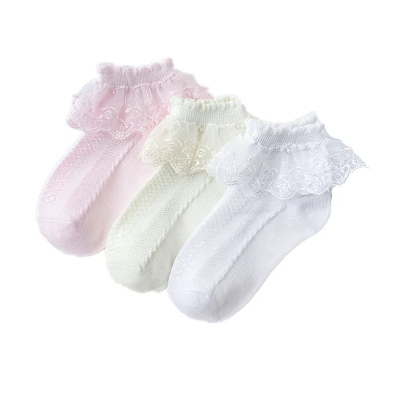 Breathable Cotton Lace Ruffle Princess Mesh Floor Sock