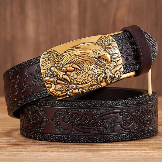 3.5CM Eagle Automatic Buckle Belt - Genuine Cowskin Leather