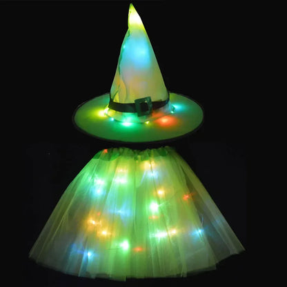 Luminous LED Elf Witch Hat & Star Skirt Costume