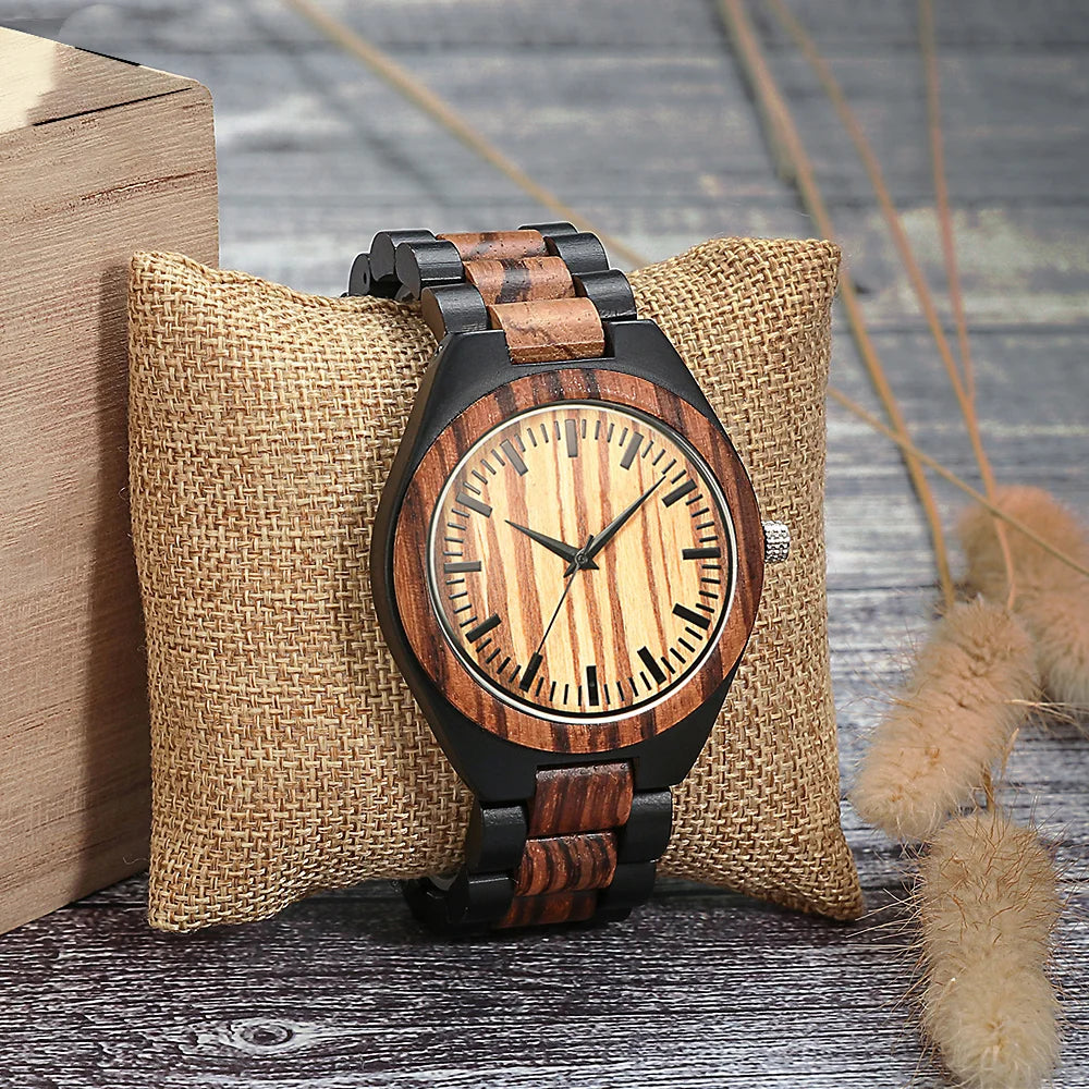 Personalized Luxury Wood Quartz Chronograph Wrist Watch for Men