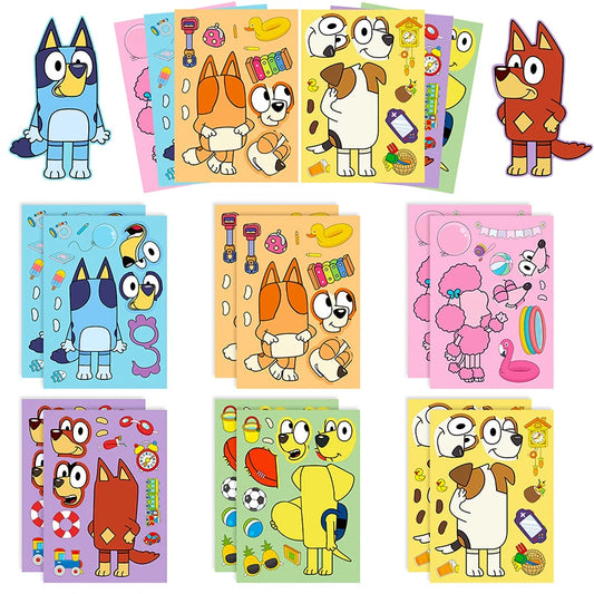 Bluey Cartoon Dog Puzzle Stickers