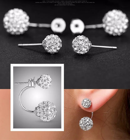 925 Sterling Silver U Bend Shiny Shambhala Ball Stud Earrings