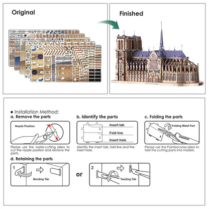 Piececool 3D Metal Puzzles – Notre Dame Cathedral Kit