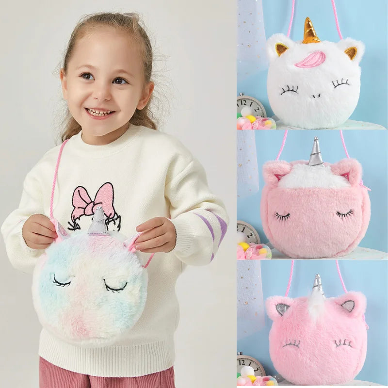 Cute Unicorn Shoulder Bag for Girls | Fashionable Mini Handbag & Plush Toy