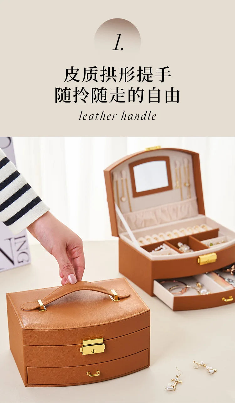 Luxury Handheld Jewelry Box - Multi-Layer Drawer Organizer