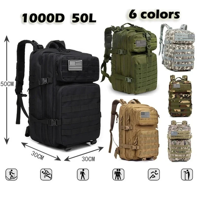 45L Waterproof Outdoor Backpack - Ideal for Trekking, Fishing, and Hunting