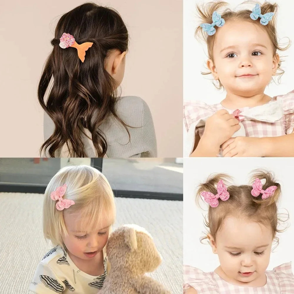 Flower Print Sweet Butterfly Hairpins for Children