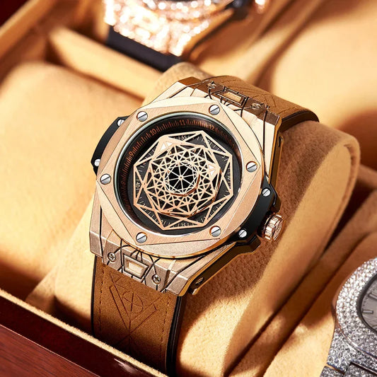 Men's Rotating Star Design Quartz Watch