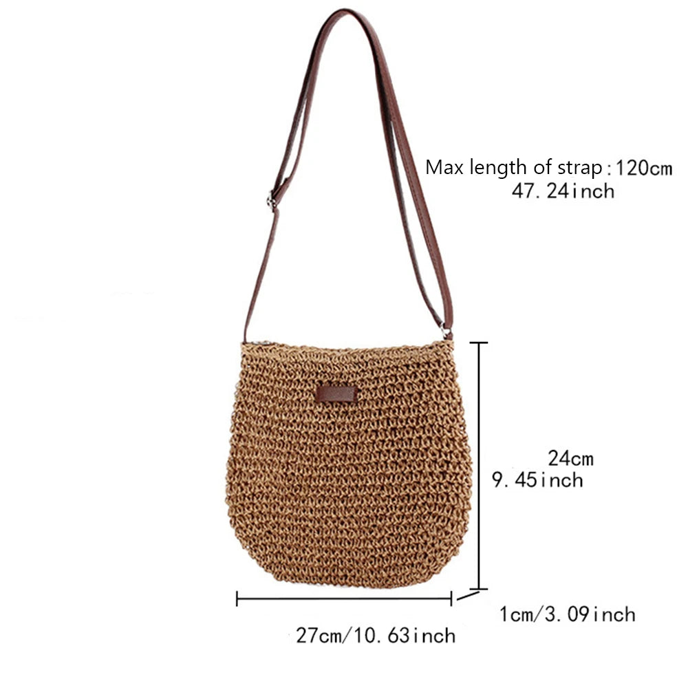 Summer Straw Crossbody Bag 2024 - Woven Beach Tote for Women