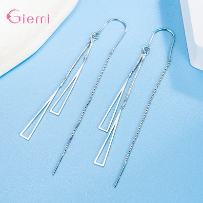 925 Sterling Silver Geometric Tassel Earrings