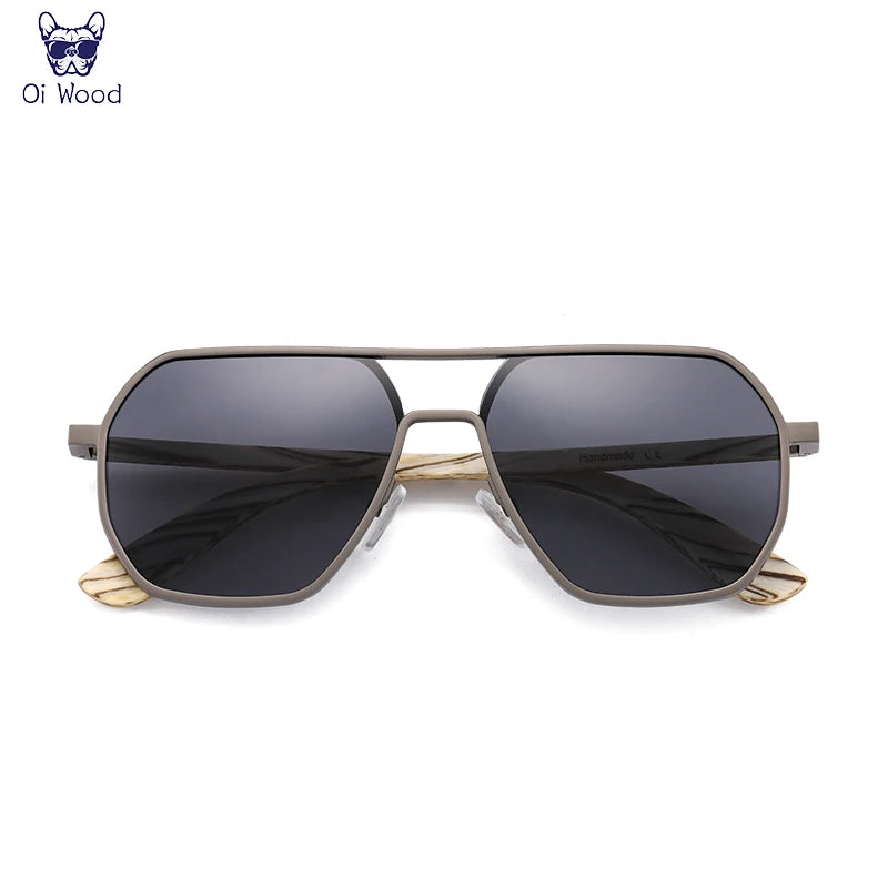 Oi Wood Alloy Polarized Sunglasses UV400 for Men & Women