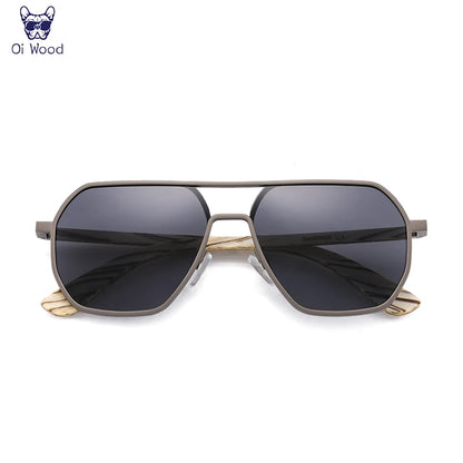 Oi Wood Alloy Polarized Sunglasses UV400 for Men & Women