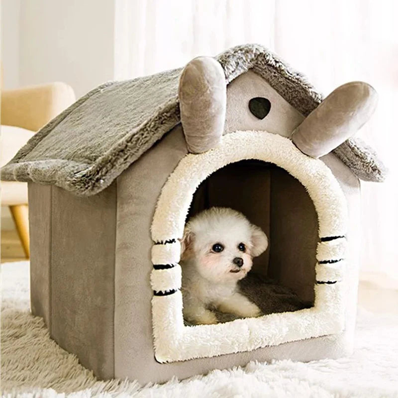 Indoor Warm Dog House | Soft Pet Bed Tent with Removable Cushion