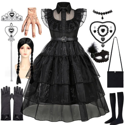 Wednesday Addams Costume for Girls | Classic Black Dress