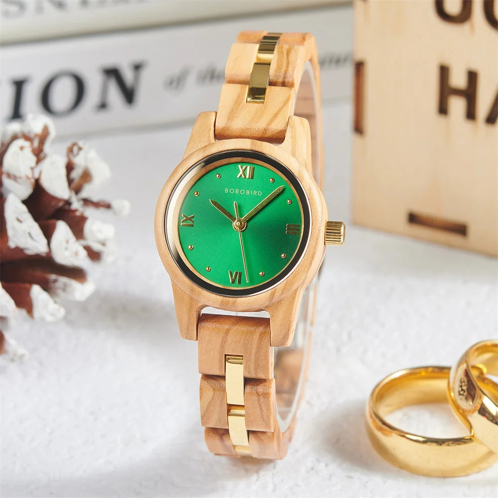 Elegant Women's Wooden Quartz Watch with Gift Box